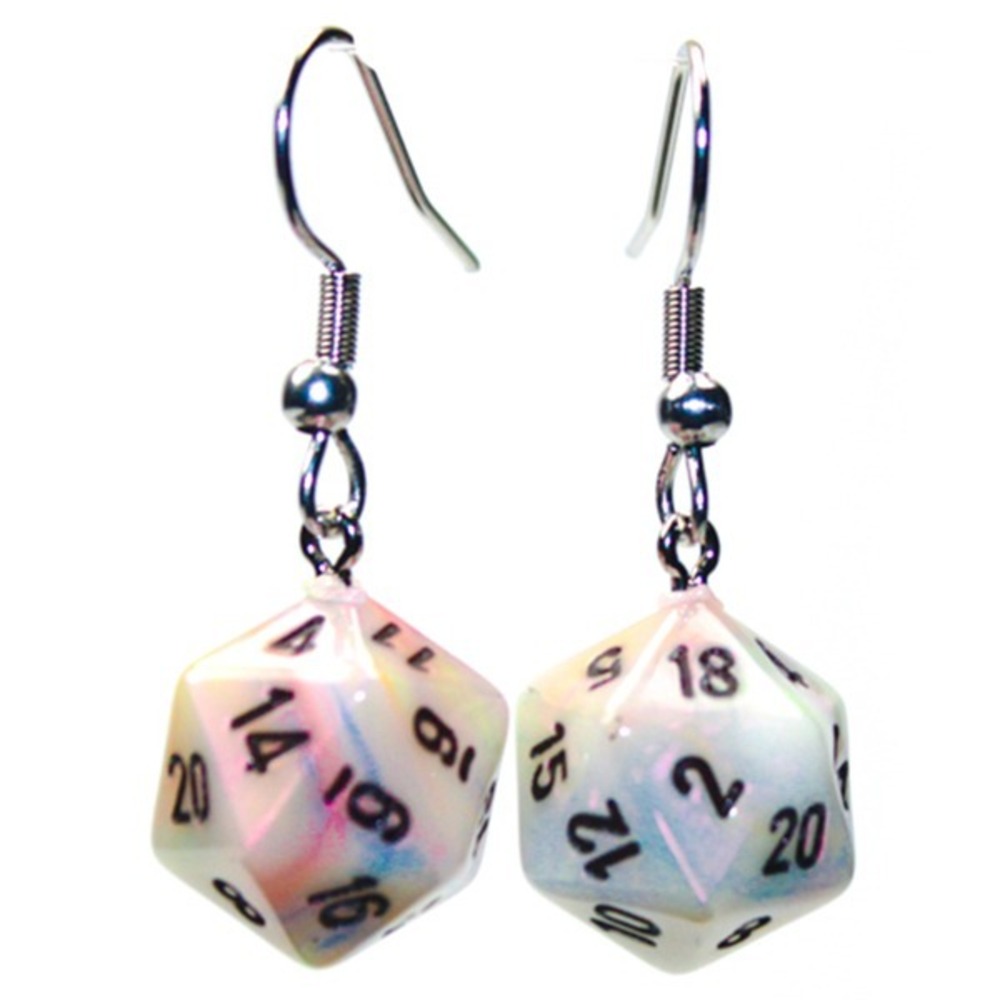Festive Circus Black Mini D20 Stainless Steel Hook Dangle Style Dice Earrings